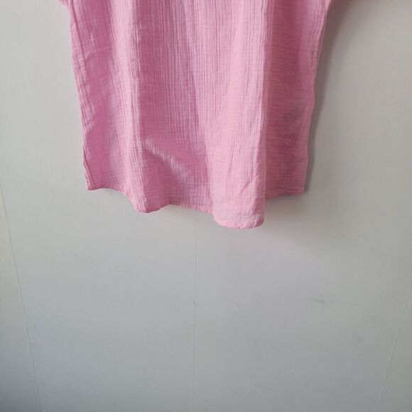market & spruce Gauze v-neck short sleeve pink top size pm - Picture 4 of 7